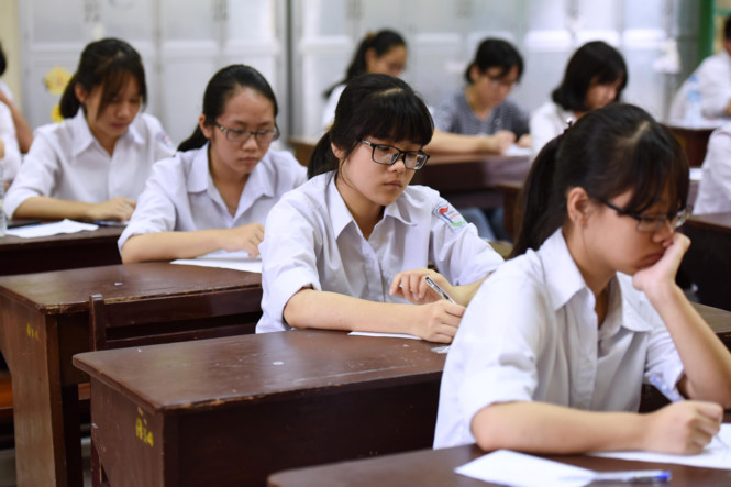 Kỳ thi năm nay, mỗi thí sinh trong một phòng thi sẽ có một đề thi trắc nghiệm khác nhau /// ẢNH: NGỌC THẮNG